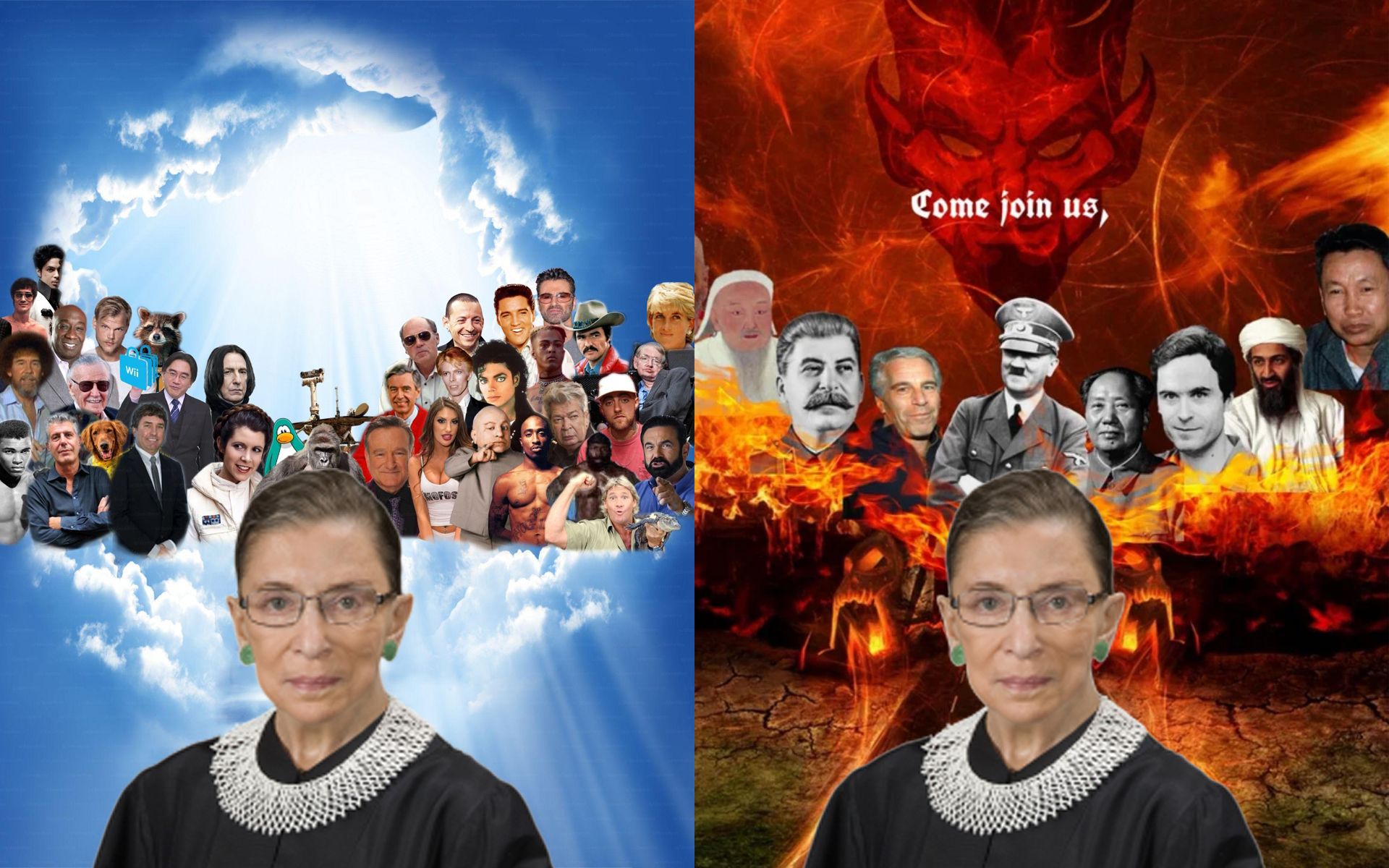Senate Can't Agree On Whether To Photoshop RBG Into Heaven Or Hell Meme